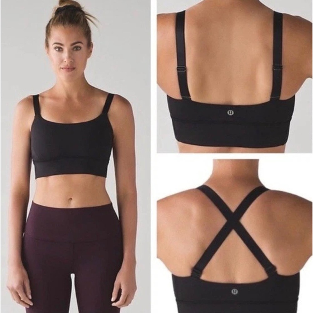 Lululemon Both Ways Bra Luxstreme Black Sz 6 Adjustable Straps Criss Cross Sleek